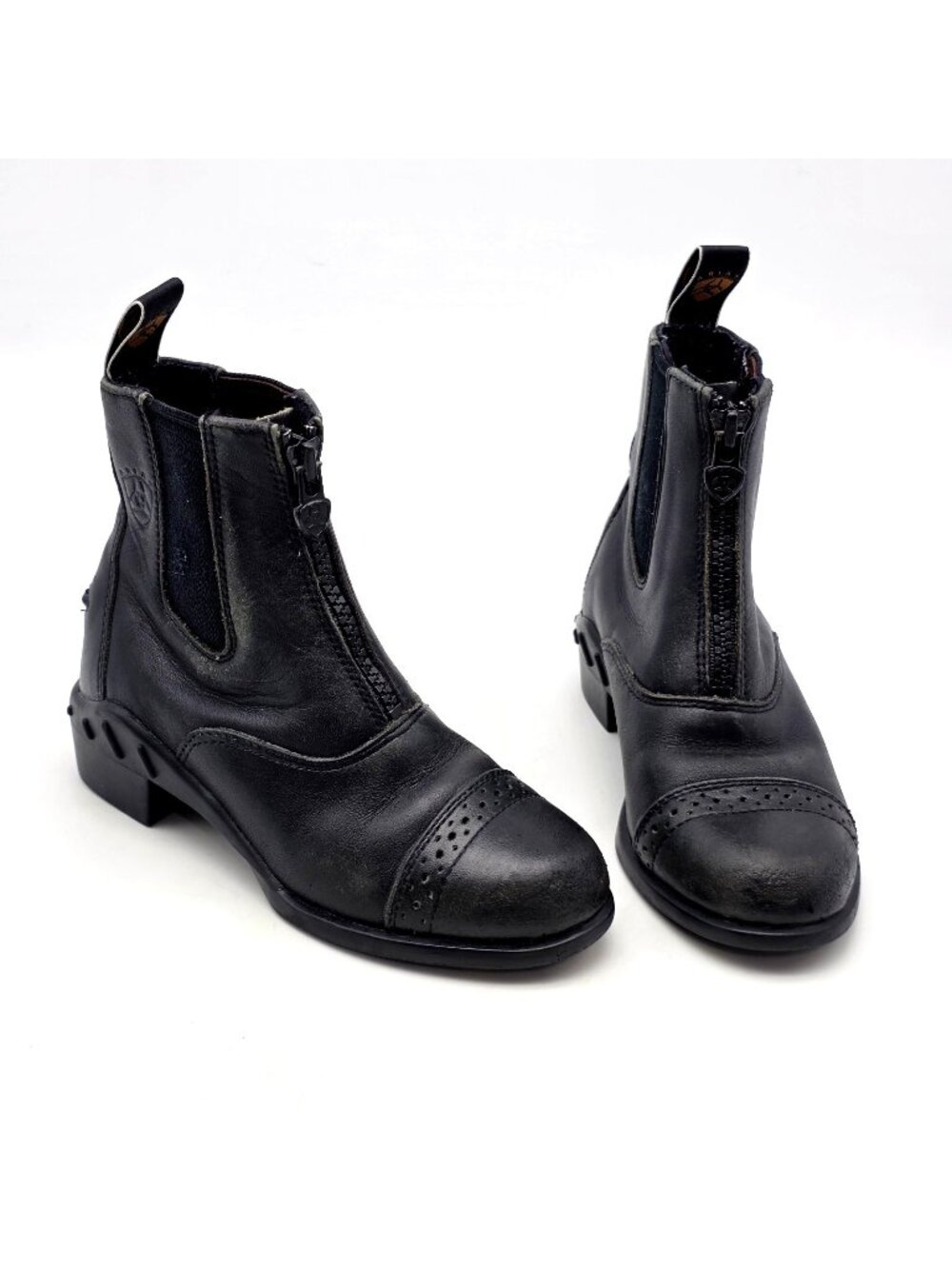 Ariat Black Devon II Riding Paddock  Boots Big Kids 11 Leather Zip Up Equestrian